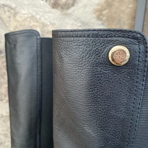 TORY BURCH Sullivan Knee High Black Leather Boots | Size 7 M | - Picture 5 of 15